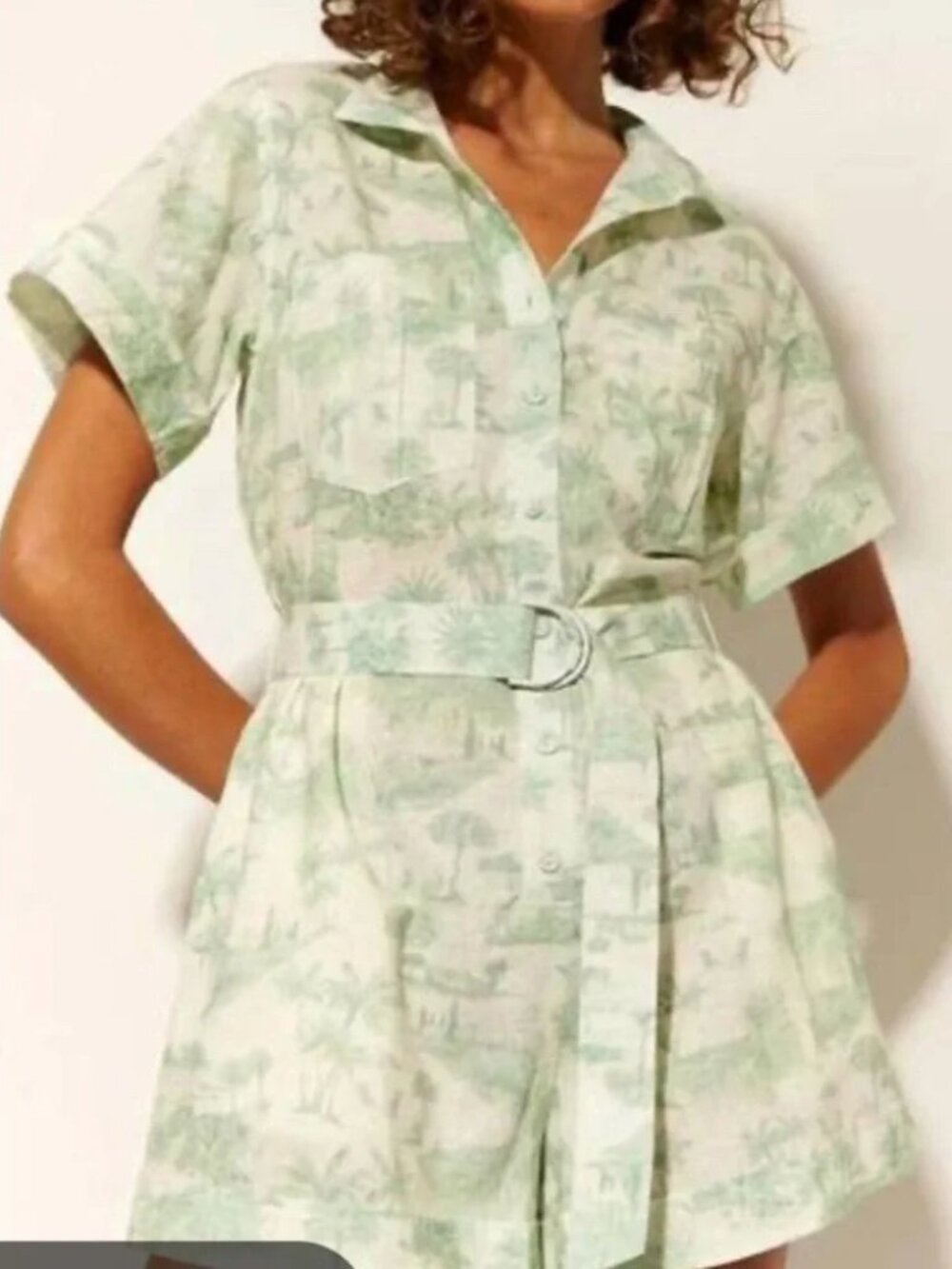 Kivari Chloe Green Toile Linen Playsuit Romper 4